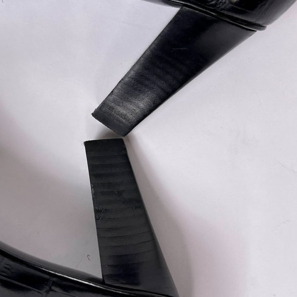 Coach Maxey Black Croc Embossed Leather Pumps Round Closed Toe Heels Size 5.5 - Picture 11 of 14